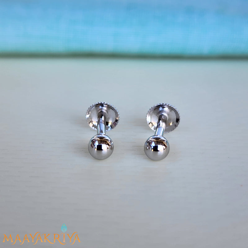 Sleek Sphered Silver Earrings size 1