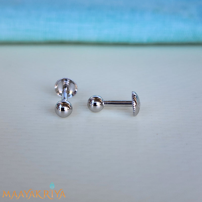 Small Concave Round Simple Sterling Silver Studs Earrings