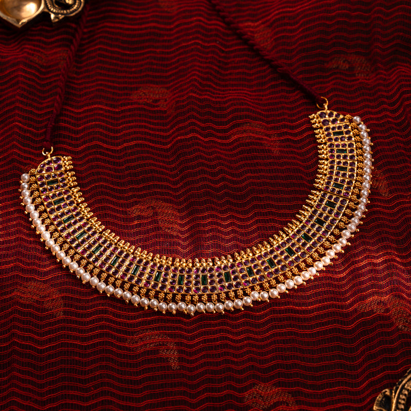 Kempu and Green Puthali Necklace