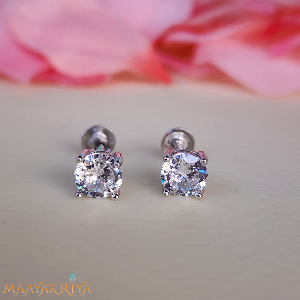 Cylinderical Silver Earrings Size 1