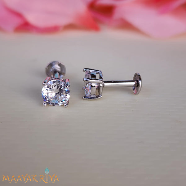 Cylinderical Silver Earrings Size 1