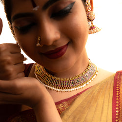 Kempu and Green Puthali Necklace