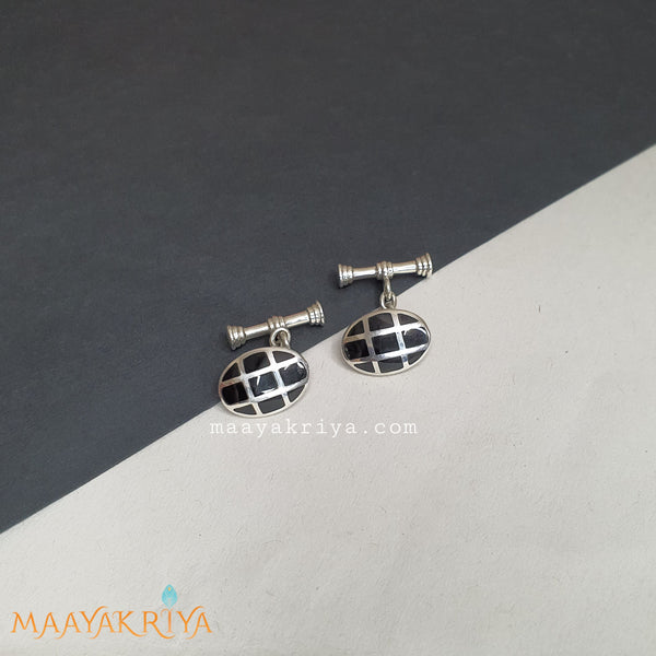 Oval Checkered Cufflinks