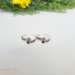 Maroon Flower Marcasite Toerings