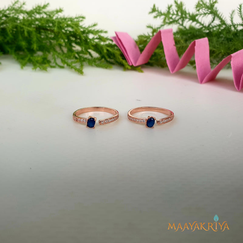 Blue Stone Rosegold Toerings