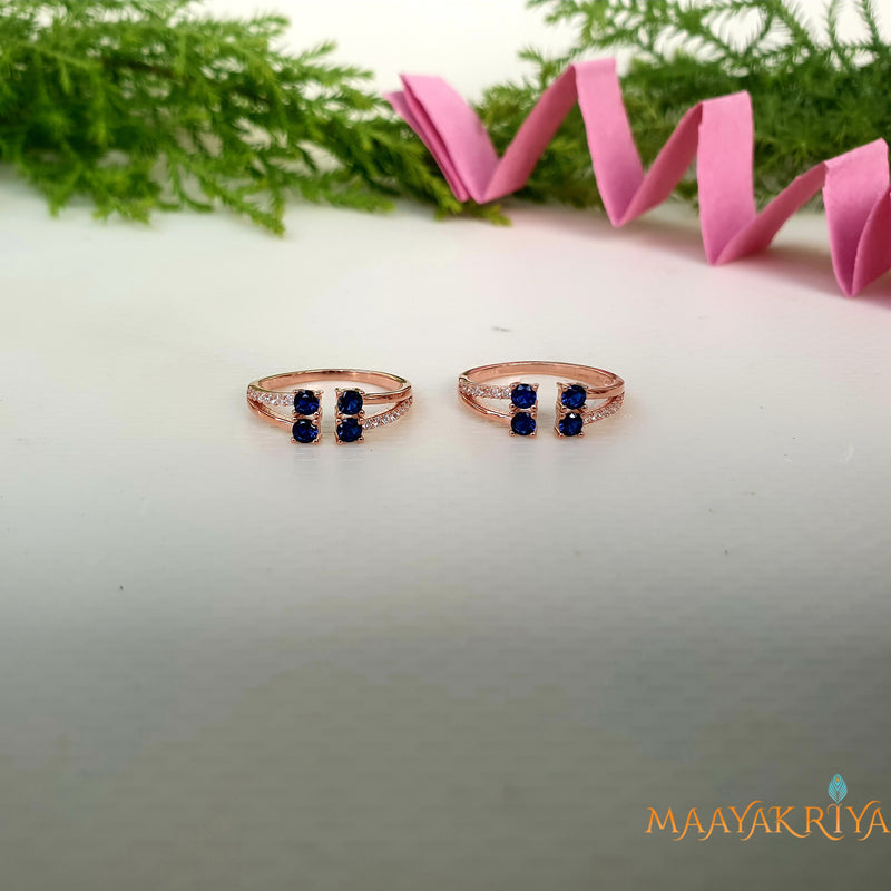 Couplet Blue Stone Rosegold Toerings