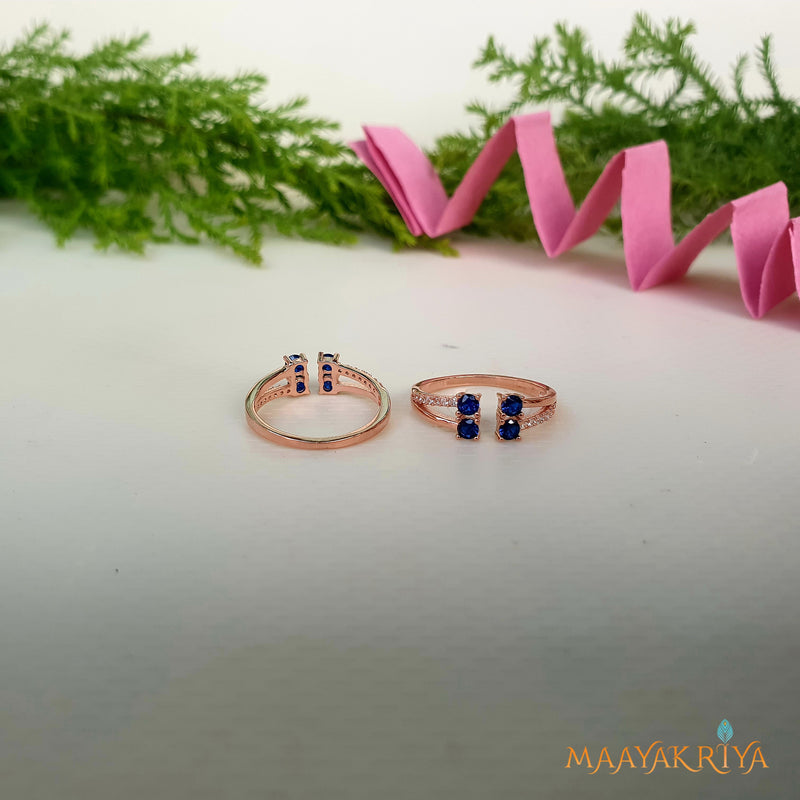 Couplet Blue Stone Rosegold Toerings