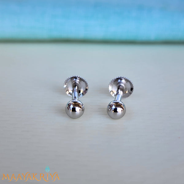 Sleek Sphered Silver Earrings size 2
