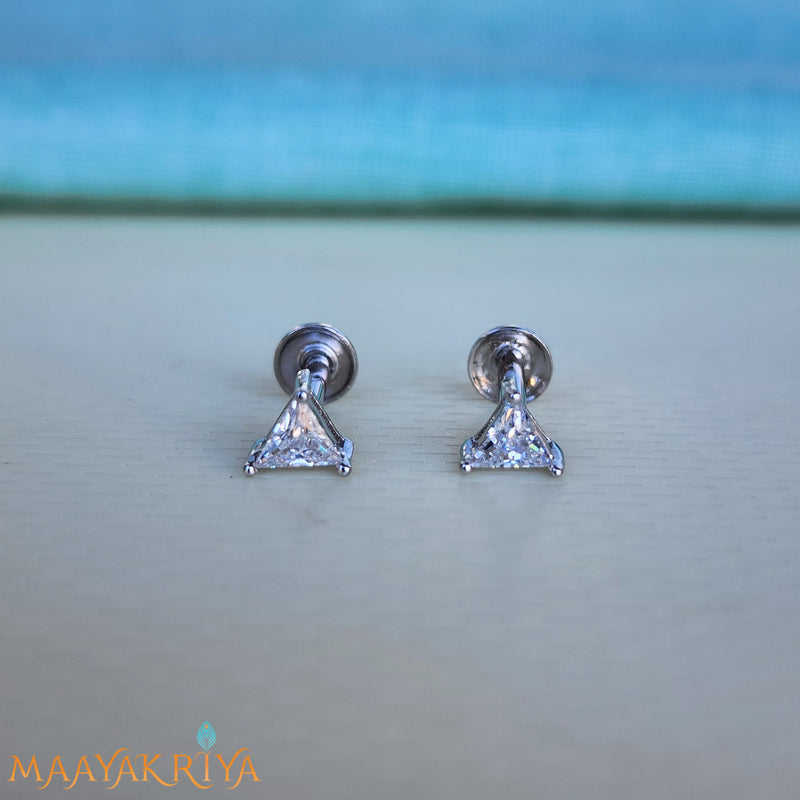 Triangle Silver Earrings Size 2