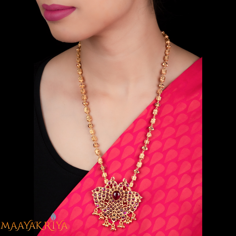 Gandaberunda Kempu Necklace Set