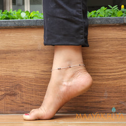 Dusky Beaded Silver Anklet