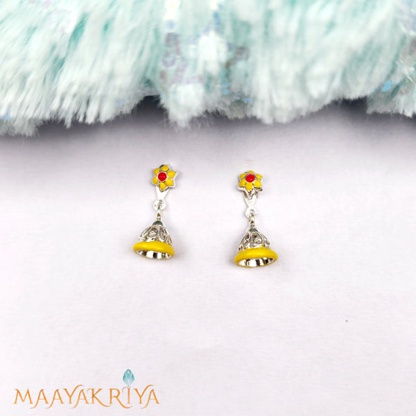Yellow Silver Jhumka