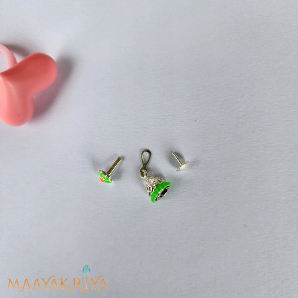 Green Silver Jhumka