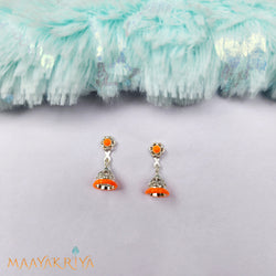 Orange Silver Jhumka