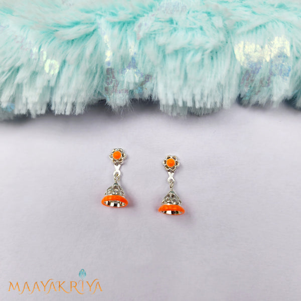 Orange Silver Jhumka