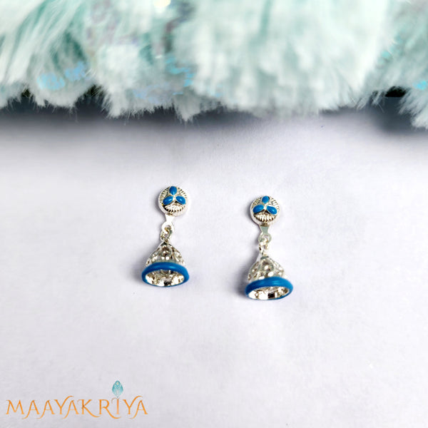 Blue Silver Jhumka