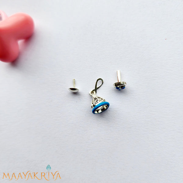 Blue Silver Jhumka