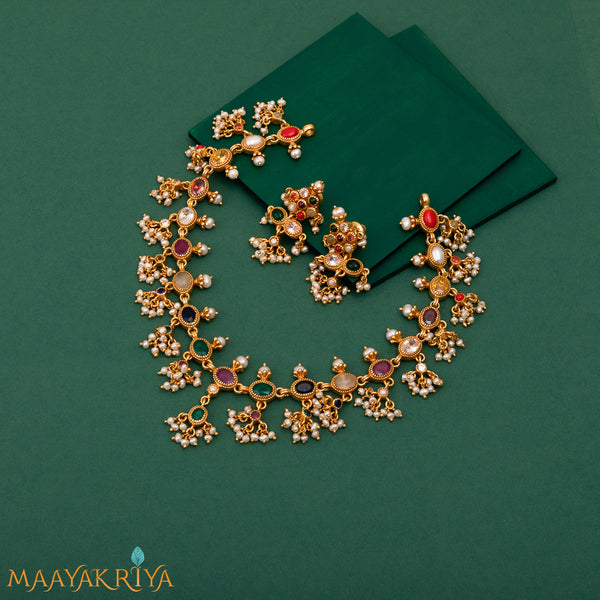 Satrangi Guttapusalu Necklace Set