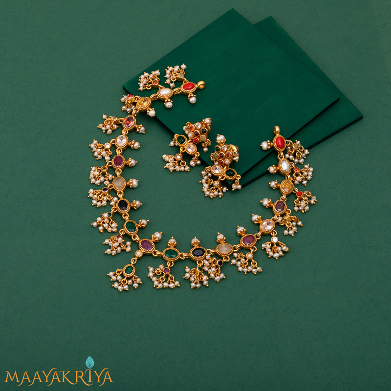 Satrangi Guttapusalu Necklace Set