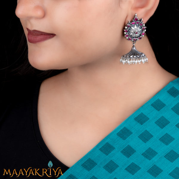 Silver traditional Oxidized Jhumka