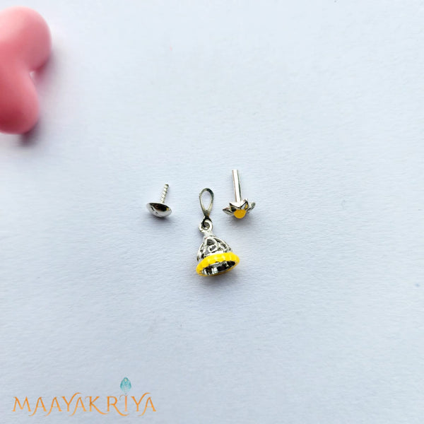 Yellow Silver Jhumka